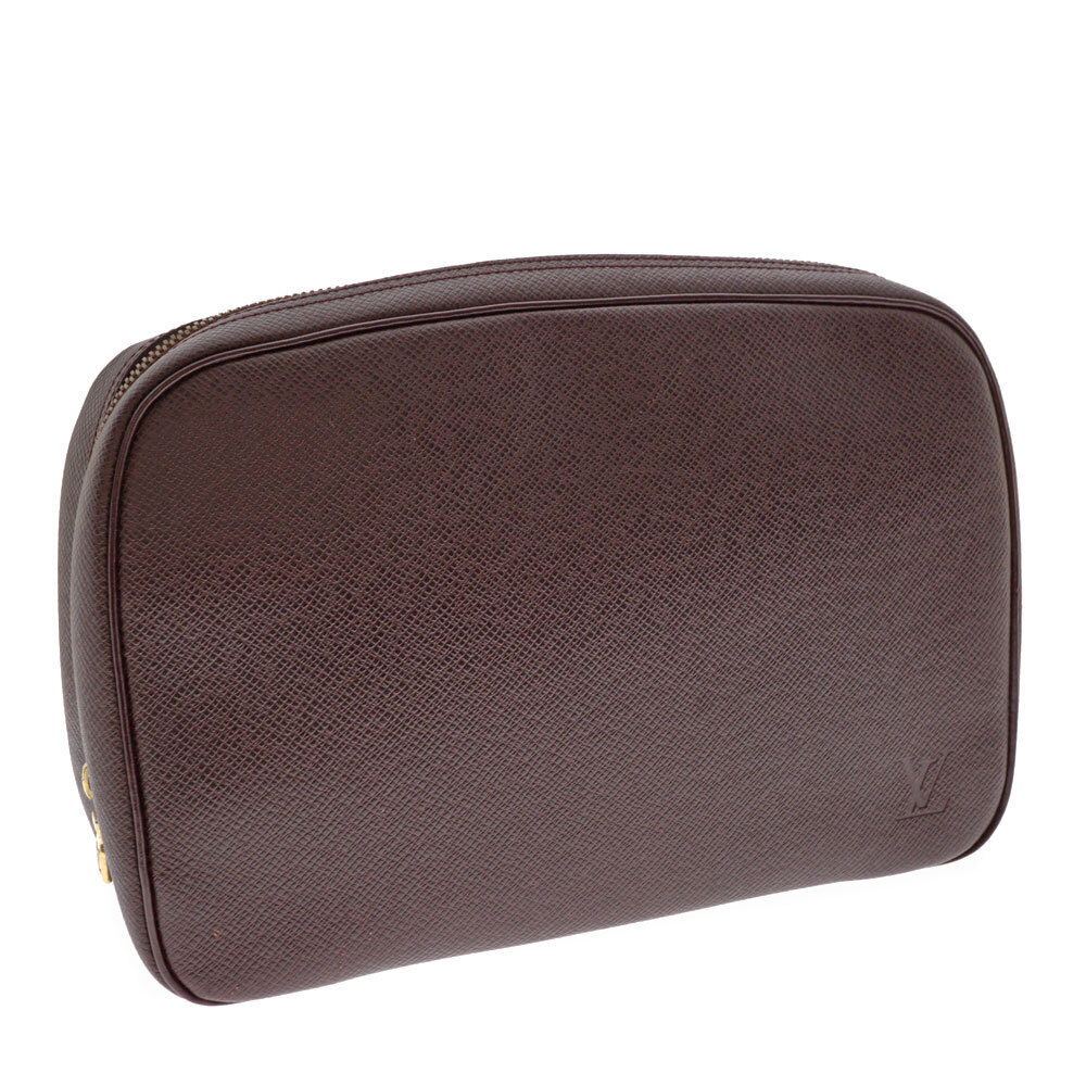 LOUIS VUITTON Toilette Shoulder Bag Taiga Leather Handbag Grizzly Bordeaux Red